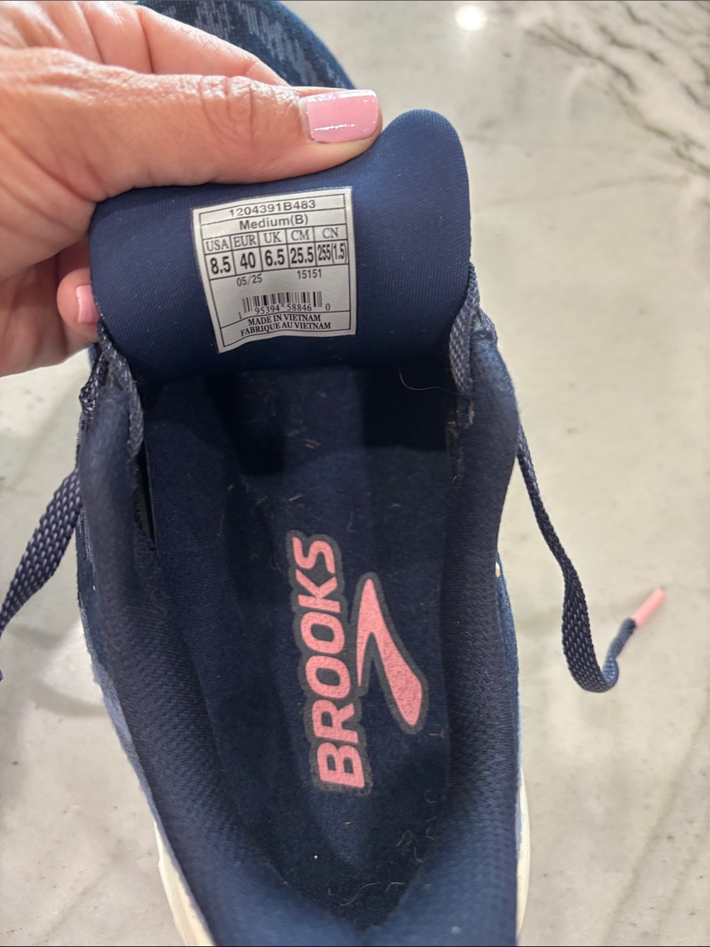 Brooks Navy Running Shoes with Light Blue and Pink Details - Picture 6 of 7